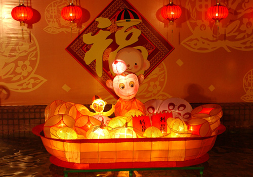 Intricate lanterns displayed at the Hong Kong Cultural Centre piazza. 