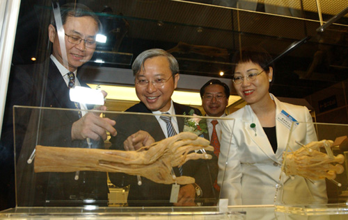 香港科學館的「人體解構」展，展出以塑化技術保存的人體標本，讓參觀者認識解剖學和人體健康。