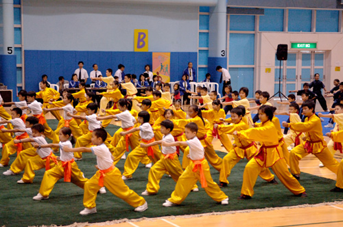 Future wushu masters demonstrate their talents at the Youth Wushu Training Course.