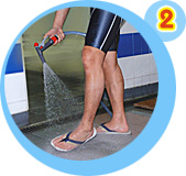 Spray the slippers with a hose to clean them thoroughly;