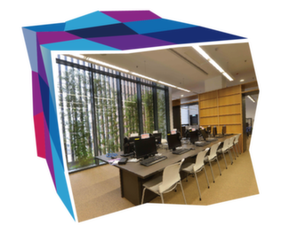 The department promotes energy-saving building service installations, and uses high-efficiency lighting systems wherever possible. Picture shows a green corner at the Ping Shan Tin Shui Wai Public Library.