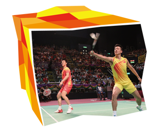 Badminton gold medallists put on a display at Queen Elizabeth Stadium.