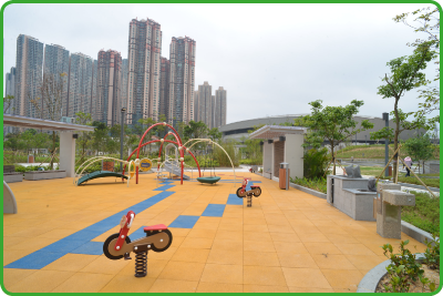 A children’s play area at the Hong Kong Velodrome Park.