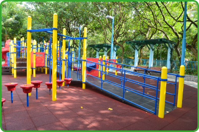 Inclusive play equipment installed in Hong Ning Road Park in Kwun Tong.