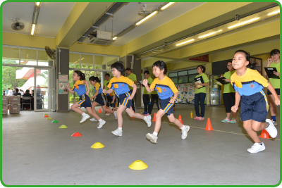 School children take part in the physical test - progressive aerobic cardiovascular endurance run.
