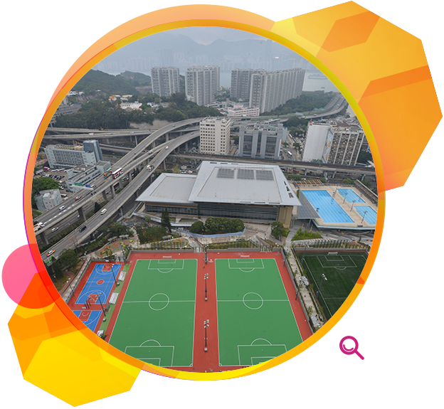An aerial view of the redeveloped Kwun Tong Swimming Pool and Kwun Tong Recreation Ground.