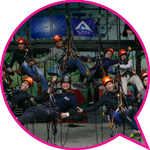 Stage management staff at a training course on rope access and stage rigging designed to enhance safety awareness.