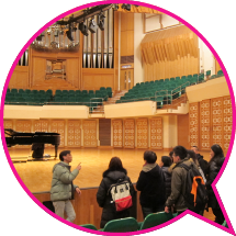 Newly recruited Cultural Services Assistants on an induction course at the Hong Kong Cultural Centre to learn about its operation. 