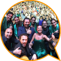 A big selfie of artists and audience taken at the <i>Voces, Suite Flamenca</i> by Ballet Flamenco Sara Baras concert at the Hong Kong City Hall.