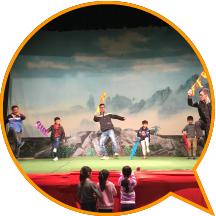 An interactive parent-child activity runs as part of the event Let's Enjoy Cantonese Opera in Bamboo Theatre.