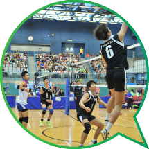 A volleyball match at the 5th Hong Kong Games.