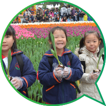 Children joining one of the educational programmes of the Flower Show.