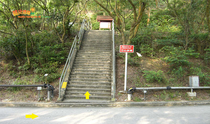 Starting point at Distance Post W020. Walk up the steps and turn right