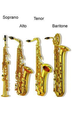 Photo : Soprano Saxophone , Alto Saxophone , Tenor Saxophone , Baritone Saxophone