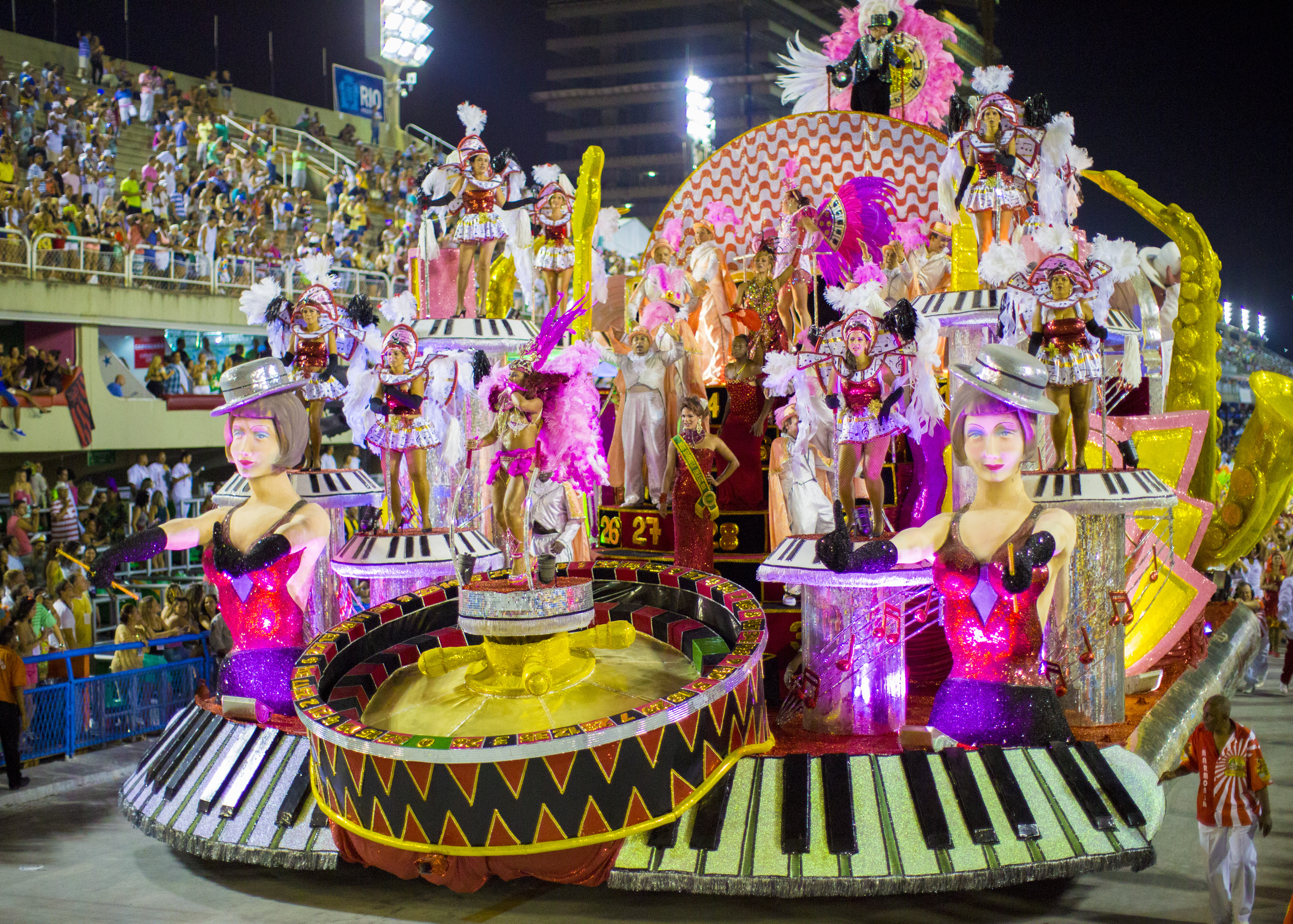 A colourful and decorative float at Carnival Samba