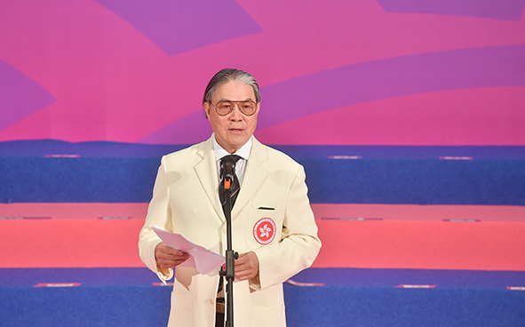 Mr Timothy FOK, President of the Sports Federation &amp; Olympic Committee of Hong Kong, China and Chairman of the Organising Committee of the HKSAR Delegation, addressed the ceremony.