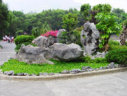 A typical Chinese landscape setting with rocks and boulders as the theme to recapture the beauty of nature.