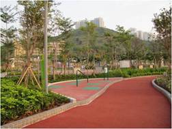 Jogging trail with fitness stations