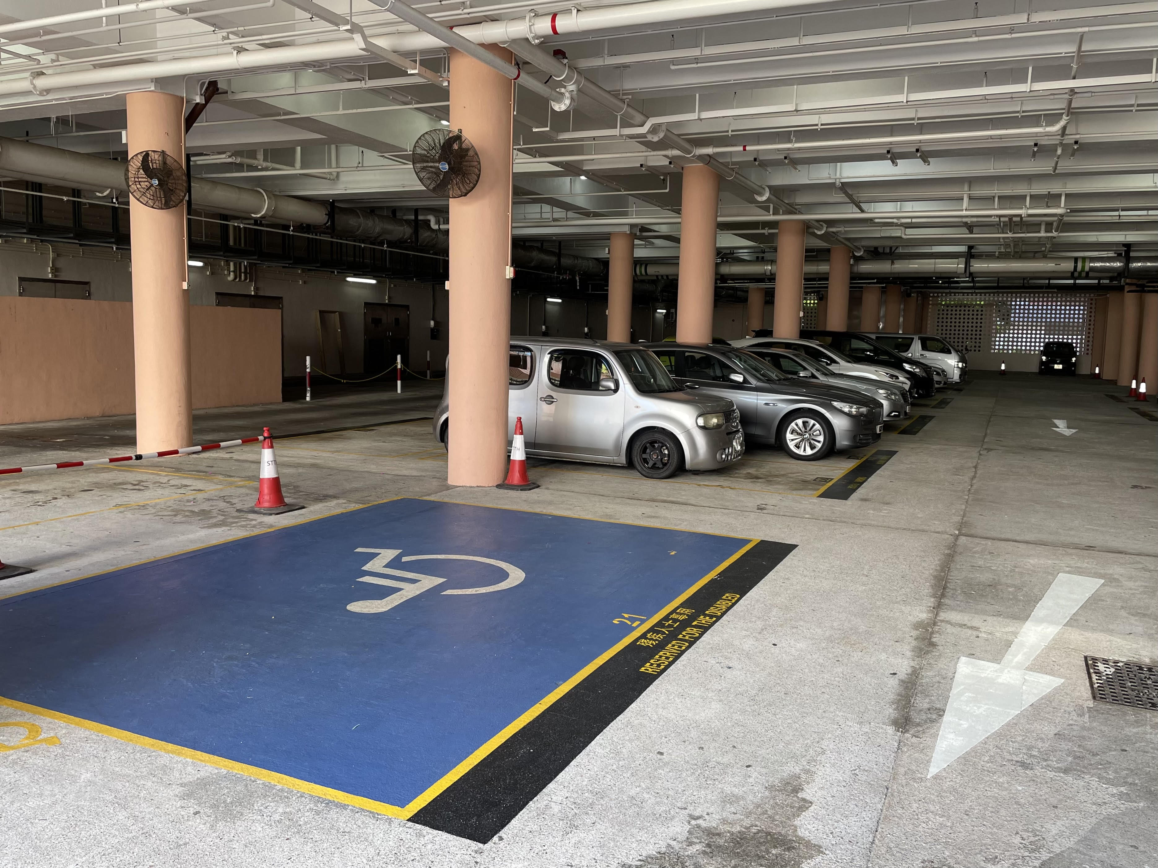 Parking spaces with cover