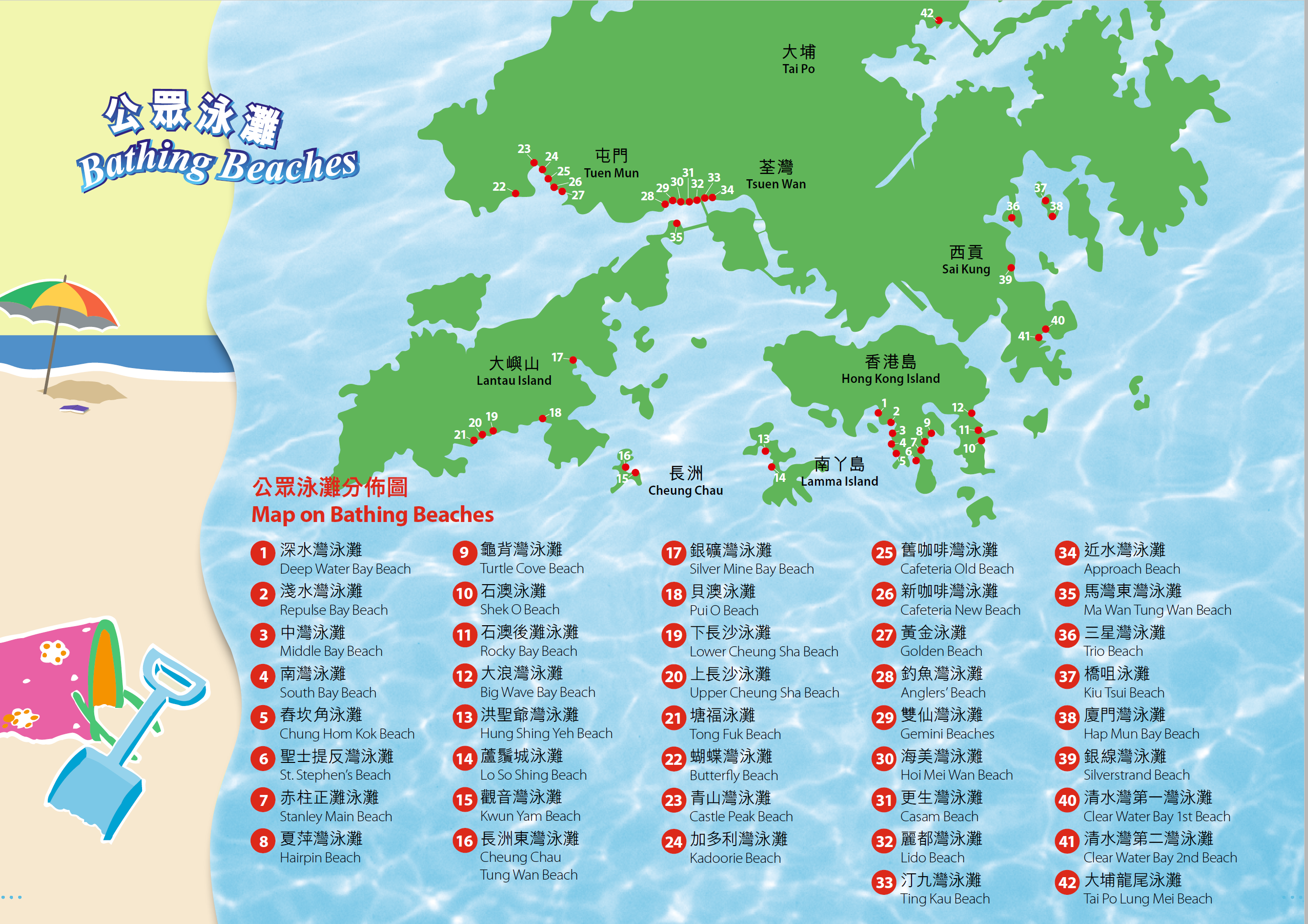 Map on Public Bathing Beaches