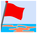 如公眾泳灘因發現紅潮掛起紅旗，切勿下水。