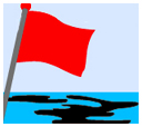 Do not swim when a red flag is hoisted due to water pollution.