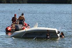 A capsized dinghy