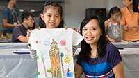 Participants of the Museum HAS Family Workshop "Moving Heritage@HDC - Heritage Drawing on T-Shirt Workshop".